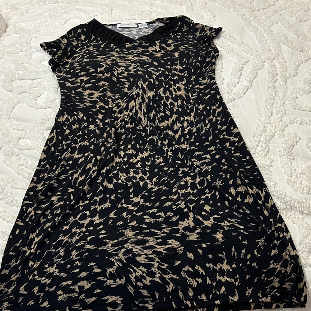 Liz Claiborne Chic Black and Tan Patterned Dress